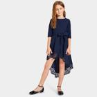 Shein Girls Laser Cut Dip Hem Dress