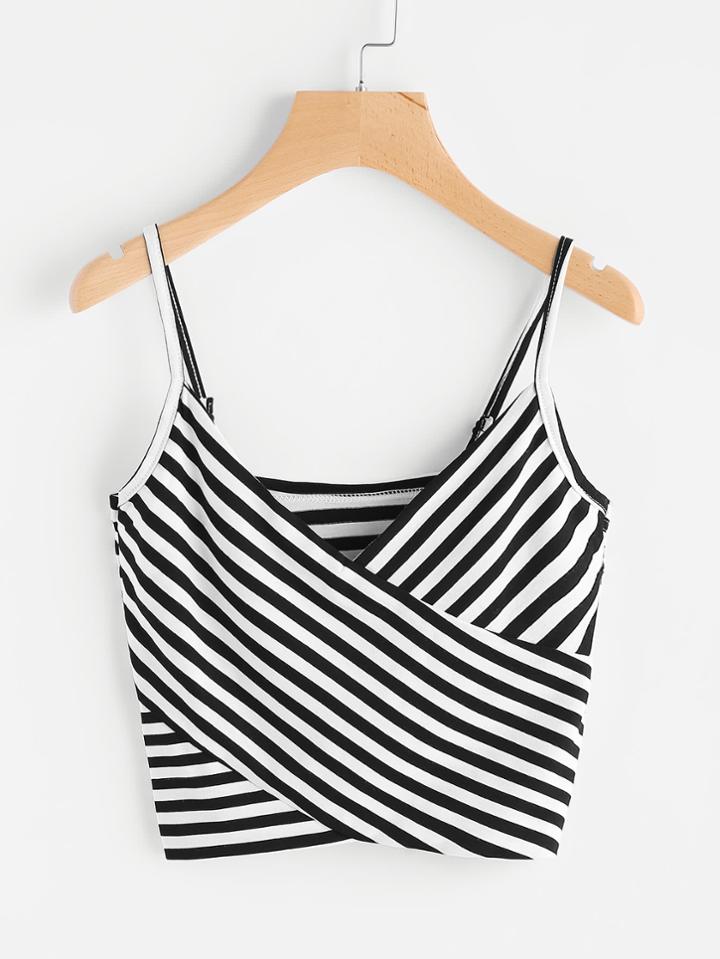 Shein Striped Wrap V Neckline Cami Top