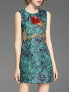Shein Rose Sequined Disc Flowers Dress