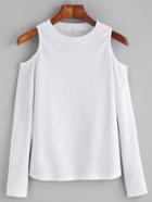 Shein White Open Shoulder Knit T-shirt
