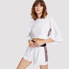 Shein Bell Sleeve Crop Top & Ruffle Shorts Set