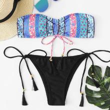 Shein Tassel Tie Bandeau Bikini Set