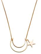 Shein Gold Plated Moon Star Pendant Necklace