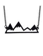 Shein Black Simple Alloy Short Mantain Shape Pendant Necklace