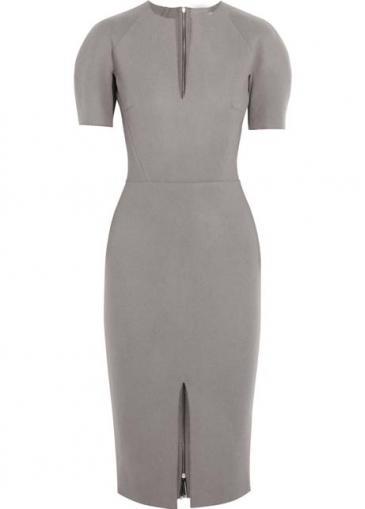 Rosewe Charming Slit Grey Straight Dress With Zip Closure