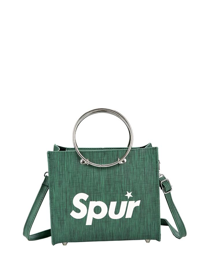 Shein Letter Print Ring Handle Crossbody Bag