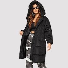 Shein Zip-up Hooded Puffer Coat