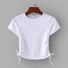 Shein Drawstring Side Solid Crop Tee