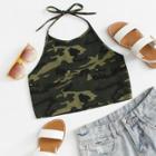 Shein Open Back Camo Halter Top