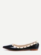 Shein Black Pointed Toe Studded Flats