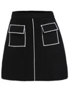 Shein Black Pockets Contrast Trims Skirt