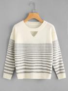 Shein V Cut Striped Knit Sweater