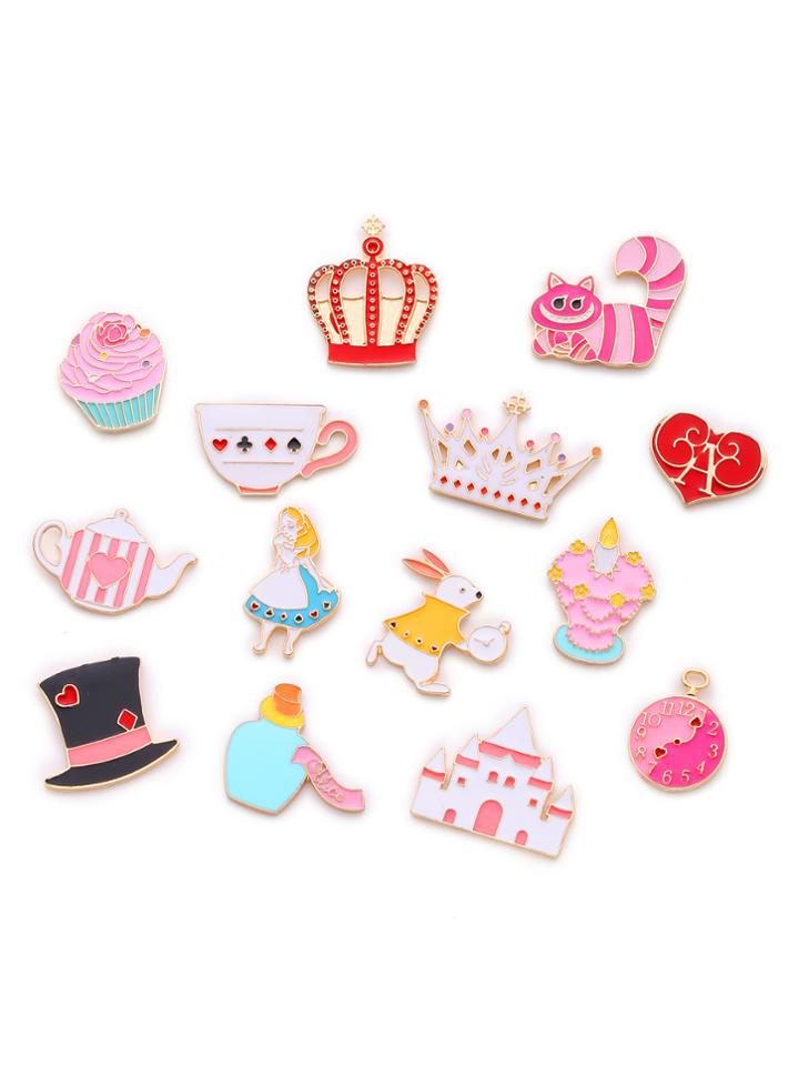 Shein Crown & Cat Design Cute Brooch Set