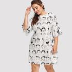 Shein Plus Figure Pattern Tie Back Dress