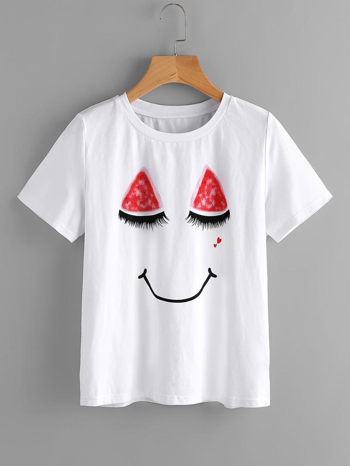 Shein Closed Eyes Print T-shirt