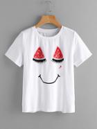 Shein Closed Eyes Print T-shirt
