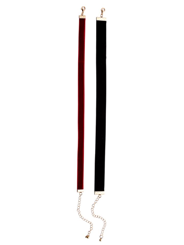 Shein Burgundy And Black Simple Choker Necklace Set