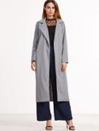 Shein Grey Open Front Long Coat With Pockets