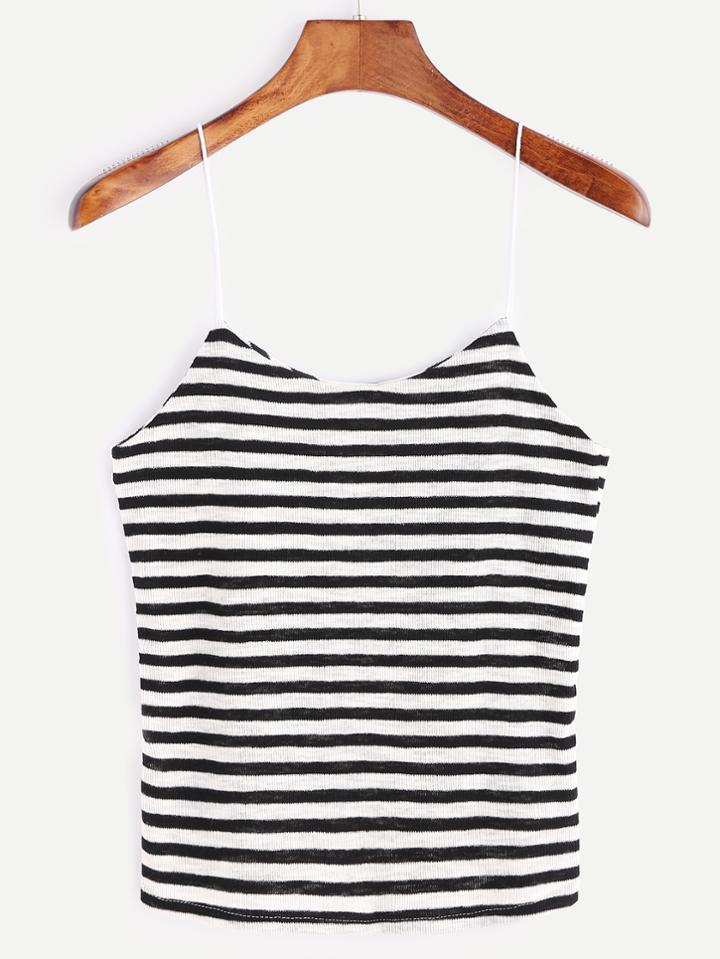 Shein Contrast Striped Knit Cami Top