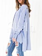 Shein Blue Long Sleeve Lapel High Low Blouse