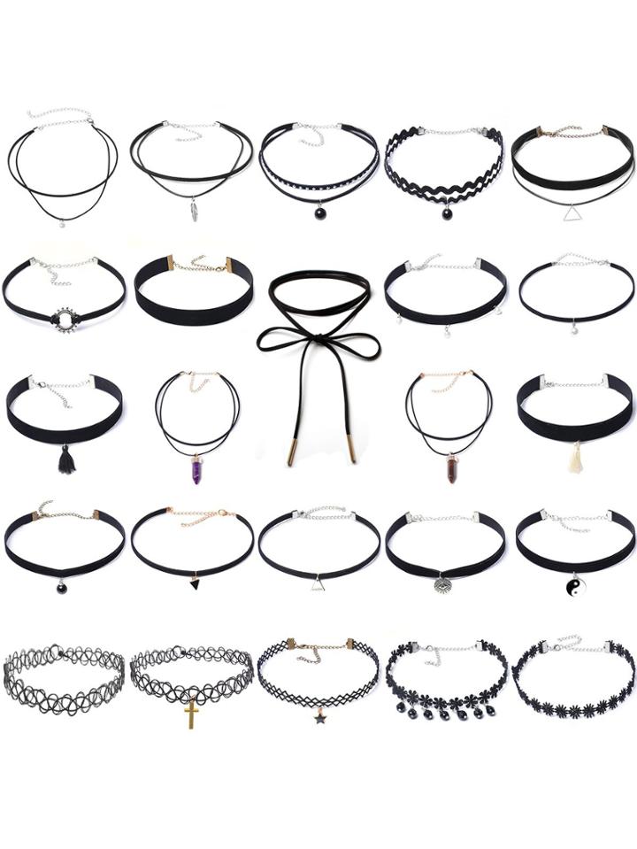 Shein Black Mixed Charm Choker Set