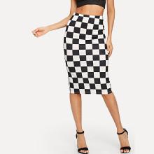 Shein Split Back Plaid Skirt