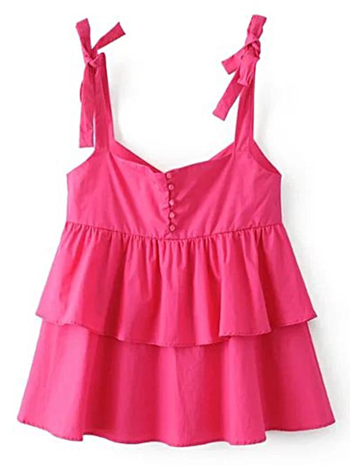 Shein Cami Straps Layered Top With Buttons