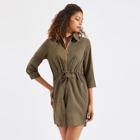 Shein Drawstring Waist Zipper Up Dress