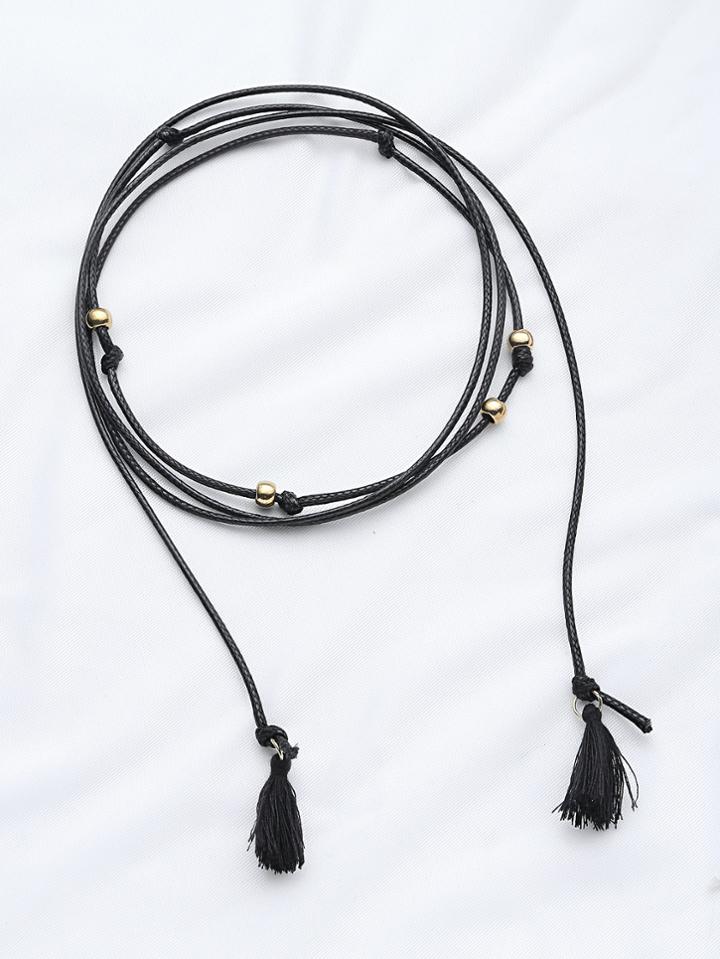 Shein Tassel Trim Sliding Bead Layered Choker