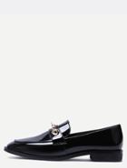 Shein Black Metallic Embellished Almond Toe Loafer Flats