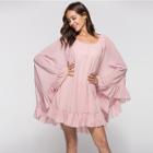 Shein Ruffle Hem Batwing Sleeve Dress