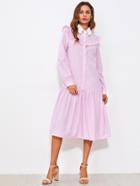 Shein Hand Pattern Contrast Collar Drop Waist Shirt Dress