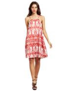 Shein Red Print In White Spaghetti Strap Shift Dress