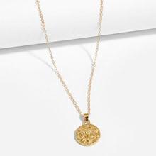Shein Men Virgo Engraved Round Pendant Necklace