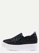 Shein Black Round Toe Flatform Slip-on Sneakers