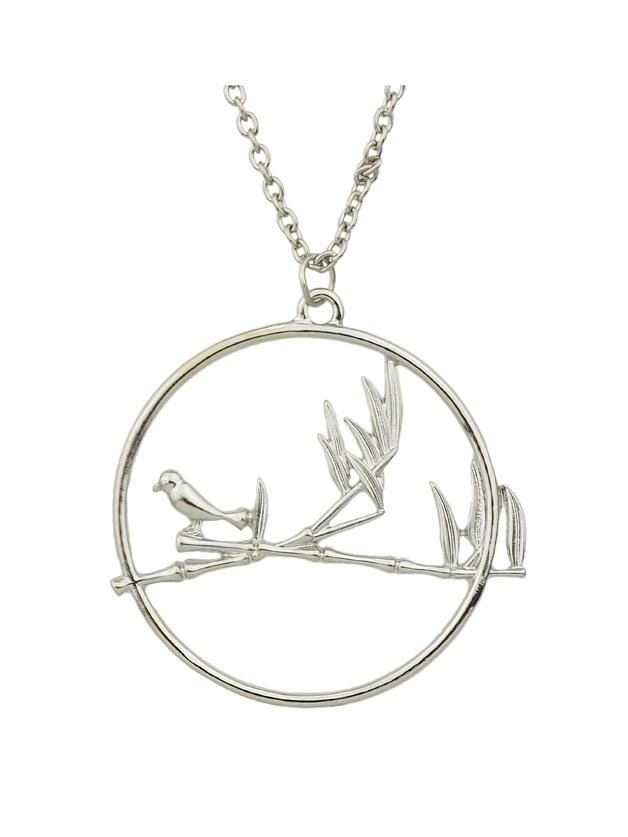 Shein Silver Color Big Round Bird Long Necklaces