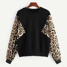 Shein Leopard Panel Sweatshirt
