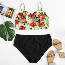 Shein Plus Floral Ruffle Bikini Set