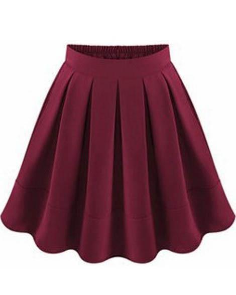 Shein Wine Red Flare Pleated Skirt
