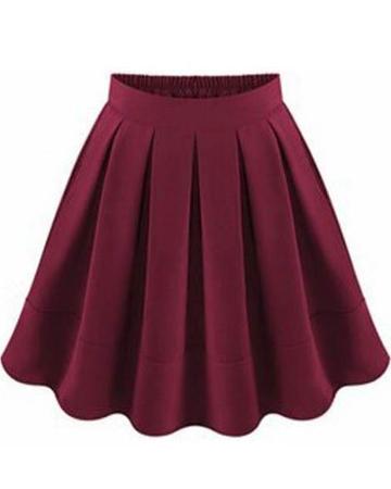 Shein Wine Red Flare Pleated Skirt