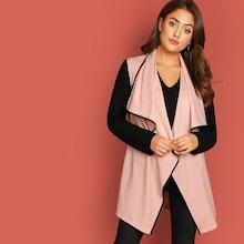 Shein Contrast Binding And Sleeve Waterfall Coat