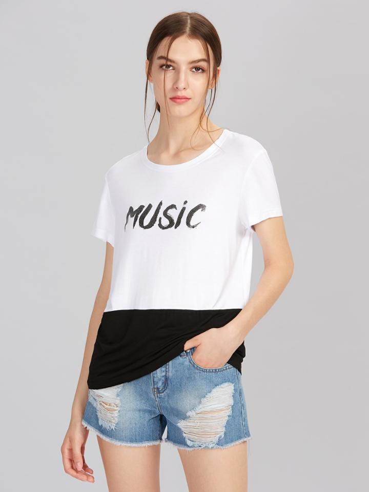 Shein Two Tone Music Tee