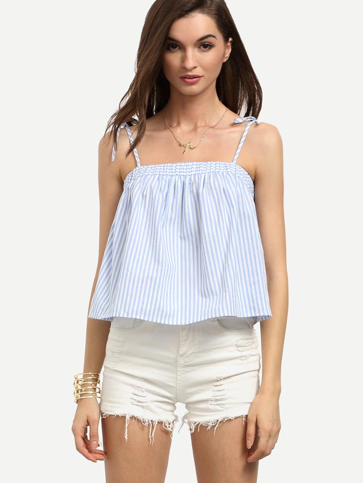 Shein Blue Striped Spaghetti Strap Cami Top