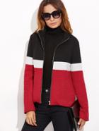 Shein Color Block Zip Up Quilted Jacket