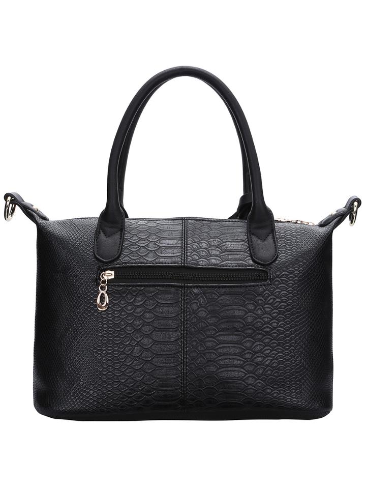 Shein Black Zipper Serpentine Pu Bag