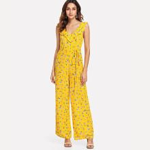 Shein Ruffle Trim Floral Jumpsuit