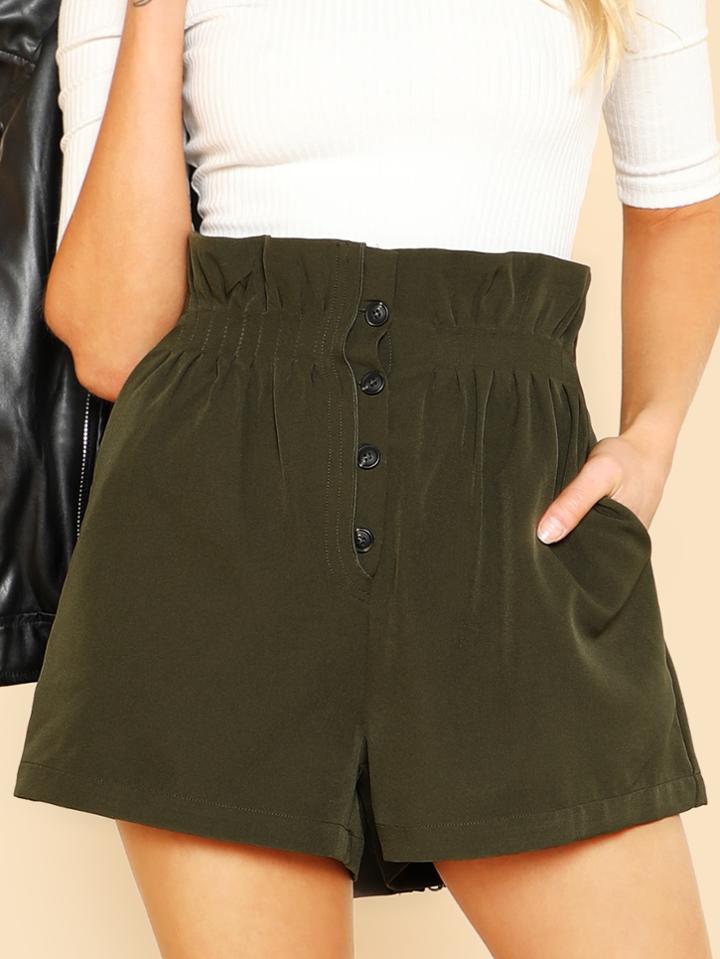 Shein Ruffle Waist Button Fly Shorts