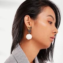 Shein Ball Detail Leopard Pattern Drop Earrings