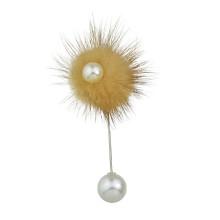Shein Yellow Flannel Flower Ball Brooch