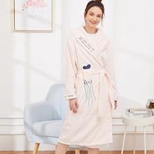 Shein Eyelash & Letter Embroidered Plush Robe